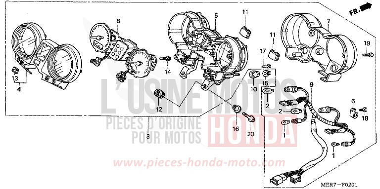 COMPTEUR (CBF600N/NA) de CBF600N ABS EMERGENCY RED METALLIC (R311) 2006